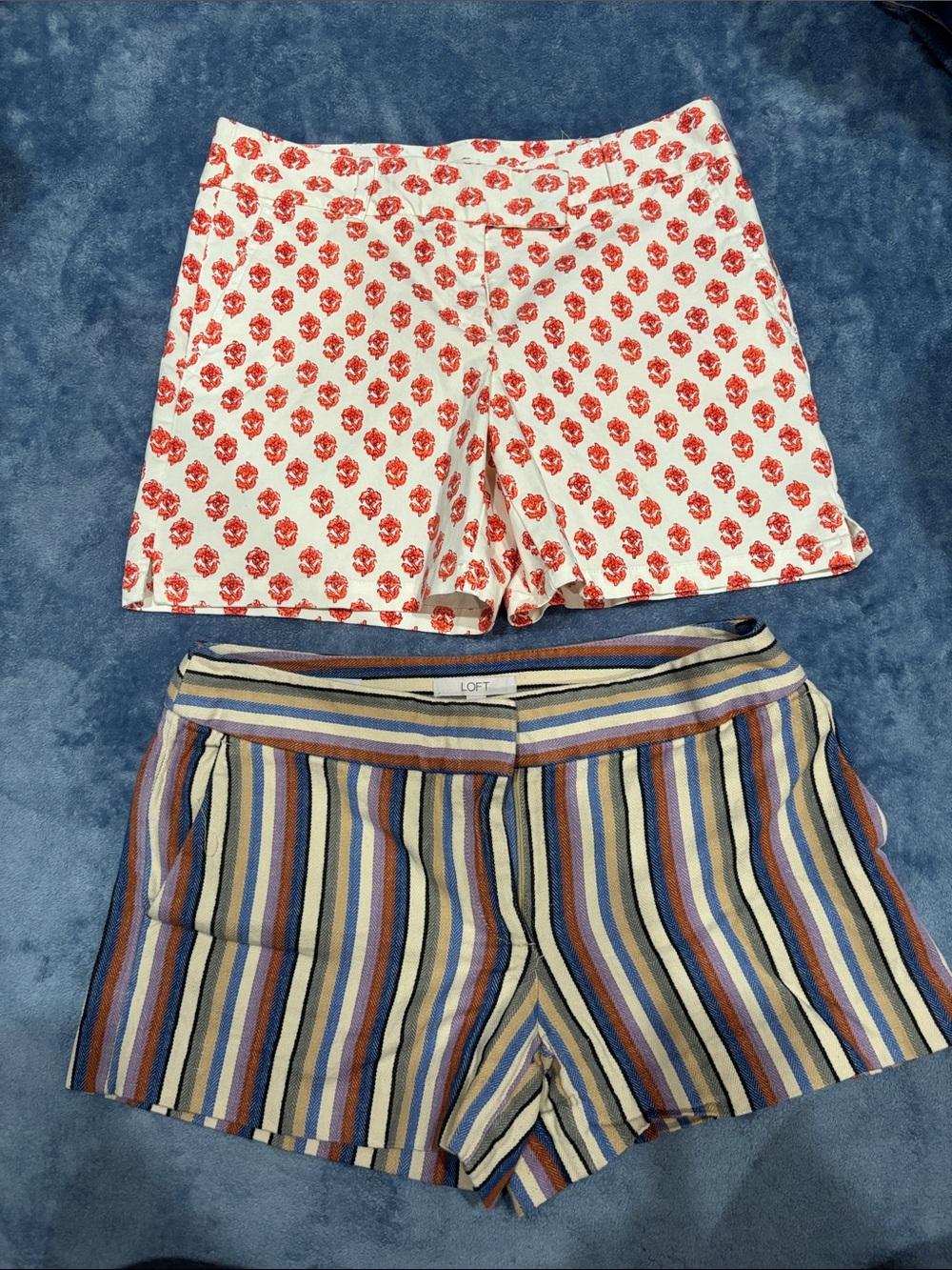 LOFT Striped Multicolor and Coral Floral Women’s Shorts Set